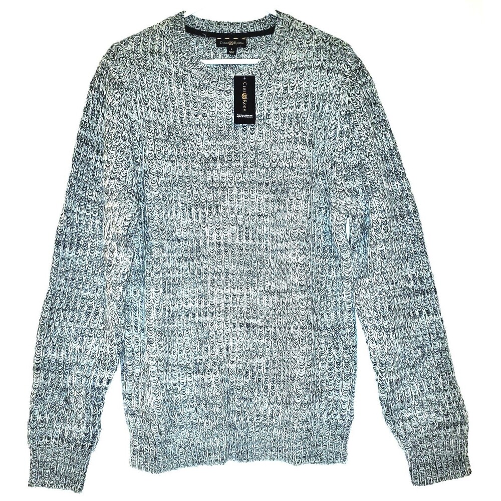 Club Room Men's Sweater Crew Neck Pullover Silver Regular L, XL Long Sleeve